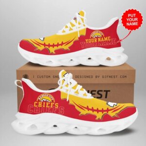 NFL Kansas City Chiefs Custom Name Red Gold Max Soul Shoes V2