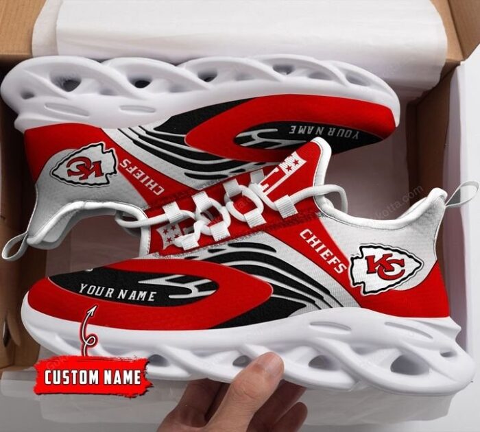 NFL Kansas City Chiefs Custom Name Red White Max Soul Shoes