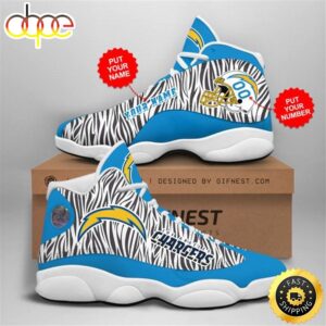 NFL Los Angeles Chargers Custom Name Number Air Jordan 13 Shoes V2