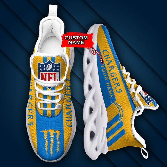 NFL Los Angeles Chargers Max Soul Sneaker Custom Name 40M12