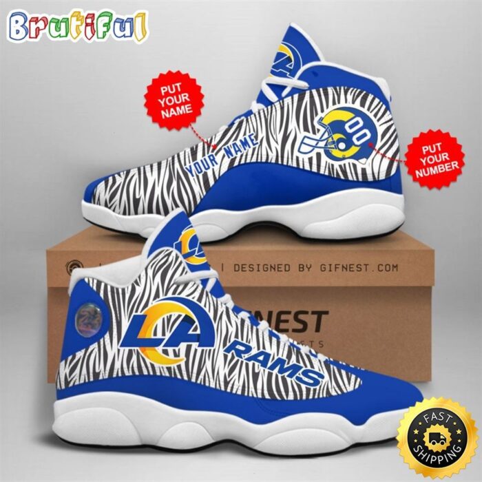 NFL Los Angeles Rams Custom Name Number Air Jordan 13 Shoes V2