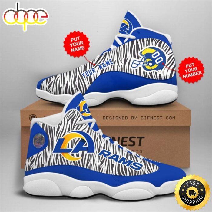 NFL Los Angeles Rams Custom Name Number Air Jordan 13 Shoes V2