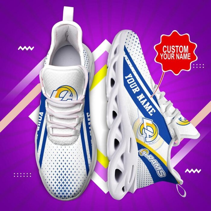 NFL Los Angeles Rams Custom Name White Blue Max Soul Shoes