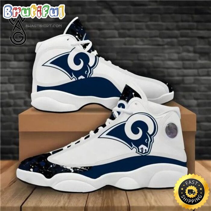 NFL Los Angeles Rams White Dark Blue Air Jordan 13 Shoes