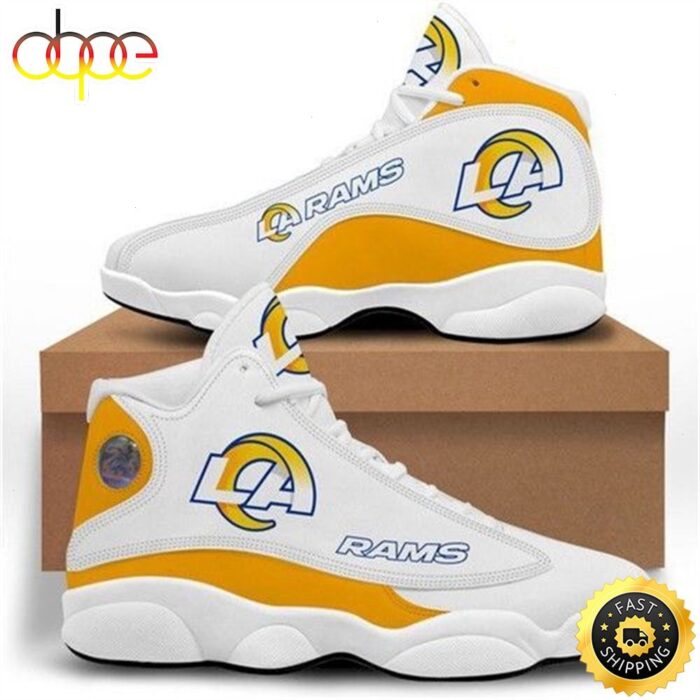 NFL Los Angeles Rams White Golden Air Jordan 13 Shoes