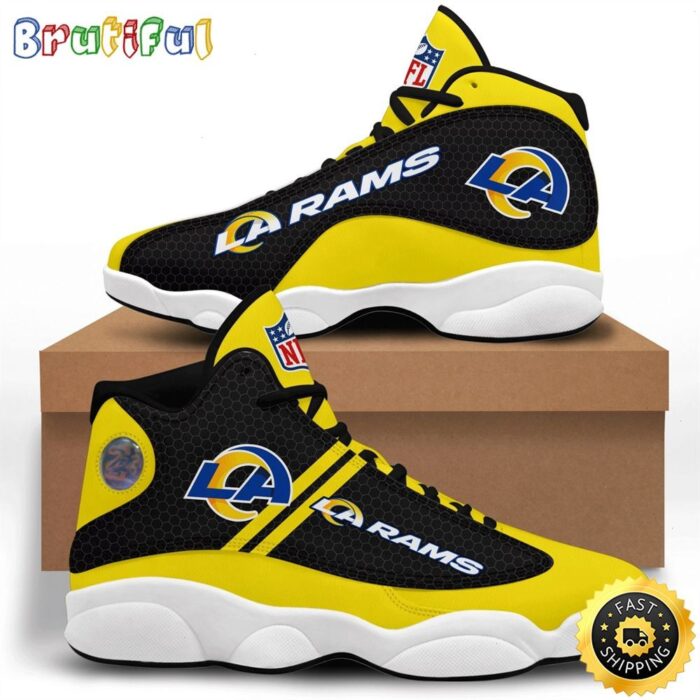 NFL Los Angeles Rams Yellow Black Stripes Air Jordan 13 Shoes