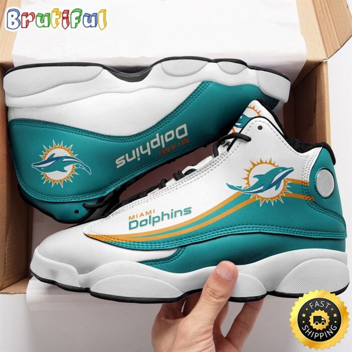 NFL Miami Dolphins Air Jordan 13 Shoes White Aqua