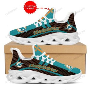 NFL Miami Dolphins Custom Name Aqua Black Max Soul Shoes