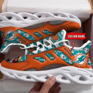 NFL Miami Dolphins Custom Name Aqua Orange Max Soul Shoes