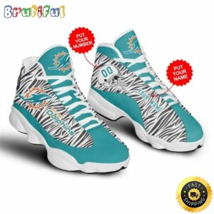 NFL Miami Dolphins Custom Name Number Air Jordan 13 Shoes V2