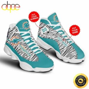 NFL Miami Dolphins Custom Name Number Air Jordan 13 Shoes V2