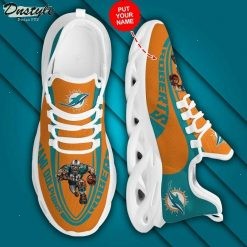 NFL Miami Dolphins Custom Name Orange Aqua Max Soul Shoes