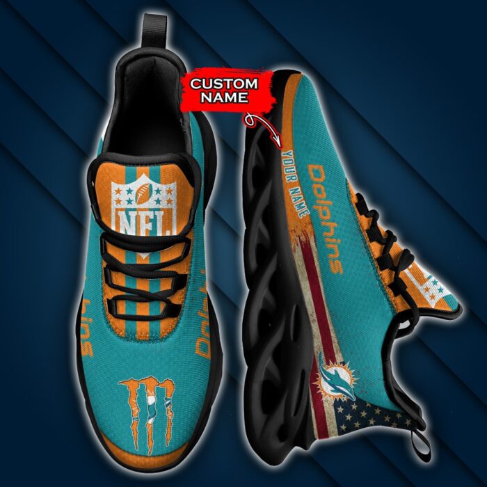 NFL Miami Dolphins Max Soul Sneaker Monster Custom Name 42M12