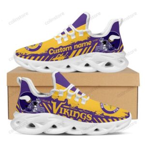 NFL Minnesota Vikings Custom Name Purple Yellow Stripes Helmet Max Soul Shoes