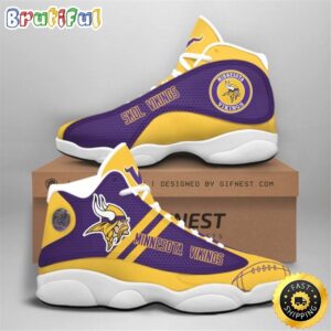 NFL Minnesota Vikings Purple Yellow Stripes Air Jordan 13 Shoes