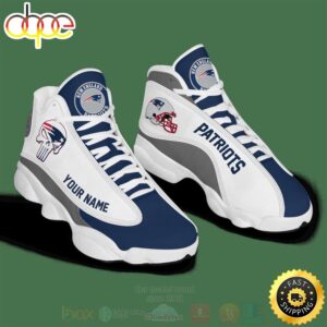 NFL New England Patriots Punisher Skull Custom Name Air Jordan 13 Shoes