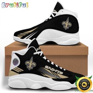 NFL New Orleans Saints Black Golden Stripes Air Jordan 13 Shoes