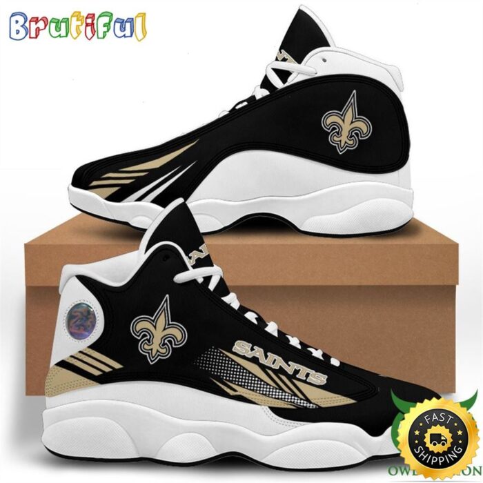 NFL New Orleans Saints Black Golden Stripes Air Jordan 13 Shoes