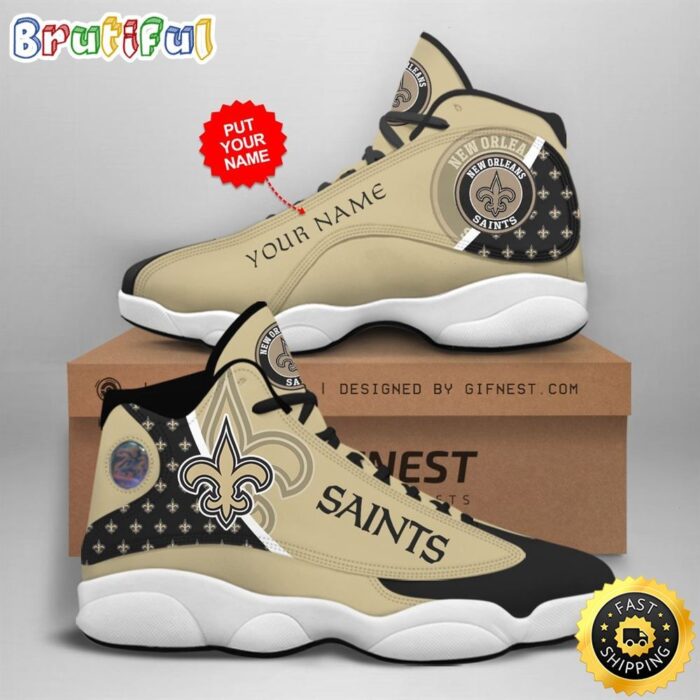 NFL New Orleans Saints Custom Name Air Jordan 13 Shoes V1