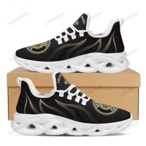 NFL New Orleans Saints Custom Name Black Golden Fire Edition Max Soul Shoes