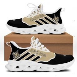 NFL New Orleans Saints Golden Black Stripes Logo Sneaker Max Soul Shoes