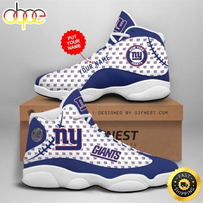 NFL New York Giants Custom Name Air Jordan 13 Shoes V3