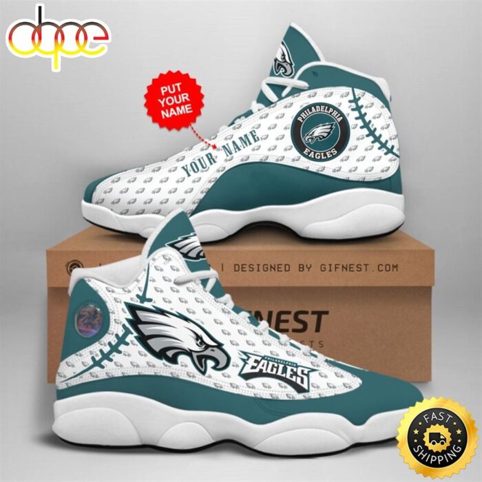 NFL Philadelphia Eagles Custom Name Air Jordan 13 Shoes V3