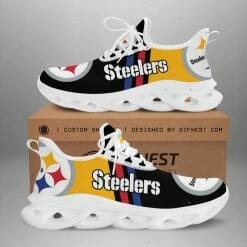 NFL Pittsburgh Steelers Black Golden Red Blue Stripes Max Soul Shoes