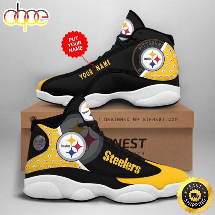 NFL Pittsburgh Steelers Custom Name Air Jordan 13 Shoes V1