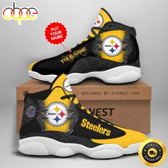 NFL Pittsburgh Steelers Custom Name Air Jordan 13 Shoes V4