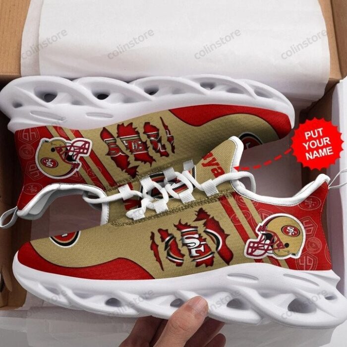 NFL San Francisco 49ers Custom Name Golden Helmet Max Soul Shoes