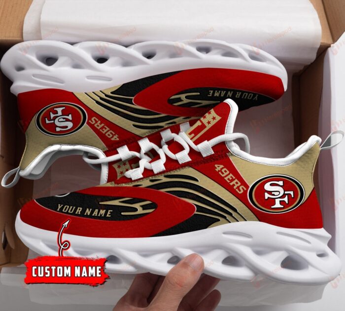 NFL San Francisco 49ers Custom Name Golden Red Black Max Soul Shoes