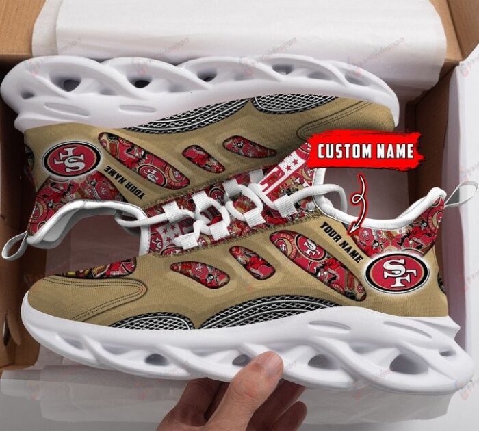 NFL San Francisco 49ers Custom Name Golden Red Max Soul Shoes