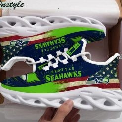 NFL Seattle Seahawks Navy Green American Flag Max Soul Shoes