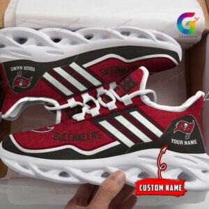 NFL Tampa Bay Buccaneers Custom Name Red Black Max Soul Shoes V2