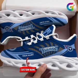 NFL Tennessee Titans Custom Name Navy Blue Max Soul Shoes V4