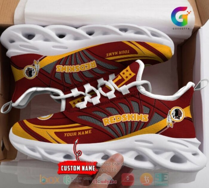 NFL Washington Redskins Custom Name Brown Golden Max Soul Shoes