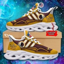 NFL Washington Redskins Custom Name Golden Brown White Max Soul Shoes