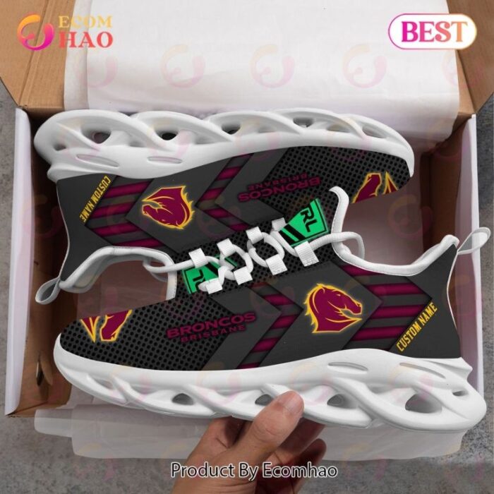 NRL Brisbane Broncos Custom Name Black Max Soul Shoes