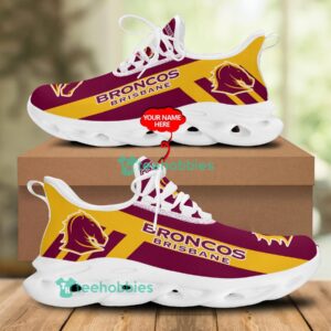 NRL Brisbane Broncos Custom Name Maroon Gold Max Soul Shoes V2