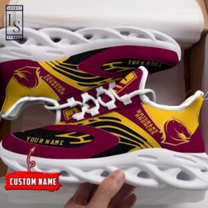 NRL Brisbane Broncos Custom Name Maroon Gold Max Soul Shoes V4