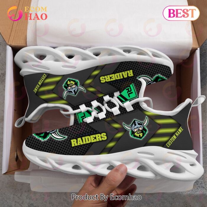 NRL Canberra Raiders Custom Name Black Green Max Soul Shoes