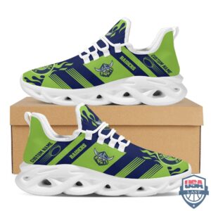 NRL Canberra Raiders Custom Name Green Blue Max Soul Shoes