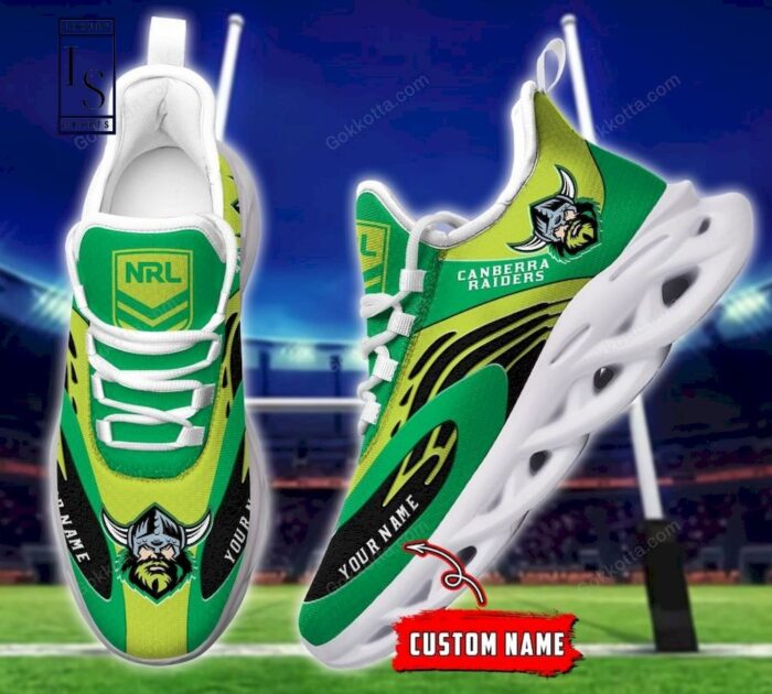 NRL Canberra Raiders Custom Name Green Max Soul Shoes