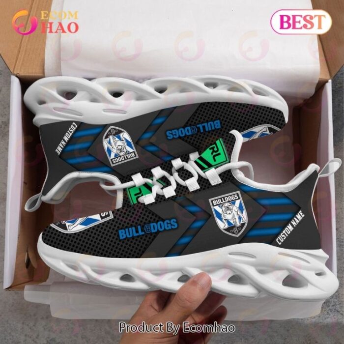 NRL Canterbury-Bankstown Bulldogs Custom Name Black Blue Max Soul Shoes V3