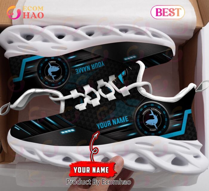 NRL Cronulla-Sutherland Sharks Custom Name New Hot 2023 Max Soul Shoes V1