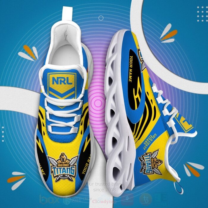 NRL Gold Coast Titans Custom Name Blue Max Soul Shoes