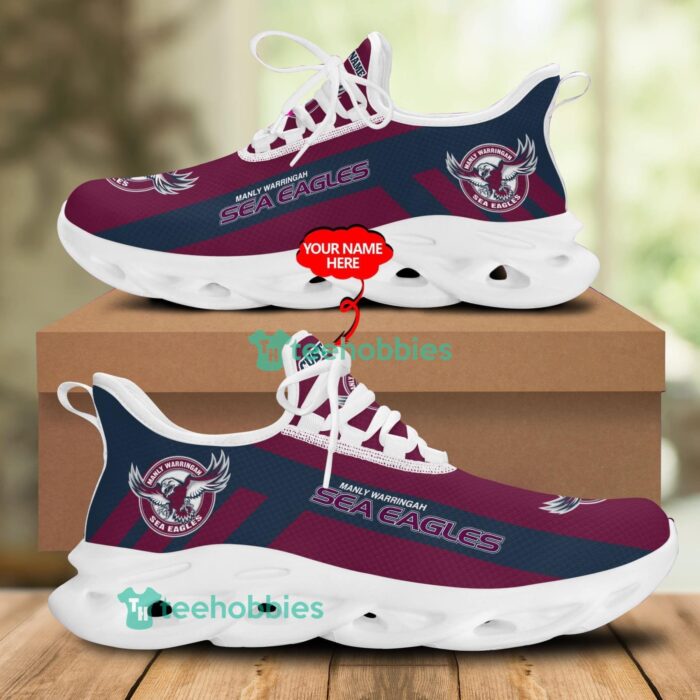 NRL Manly Warringah Sea Eagles Custom Name Maroom Blue Max Soul Shoes V8