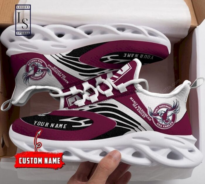 NRL Manly Warringah Sea Eagles Custom Name Maroon White Max Soul Shoes