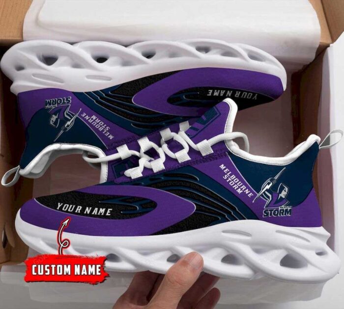 NRL Melbourne Storm Custom Name Black Purple Max Soul Shoes